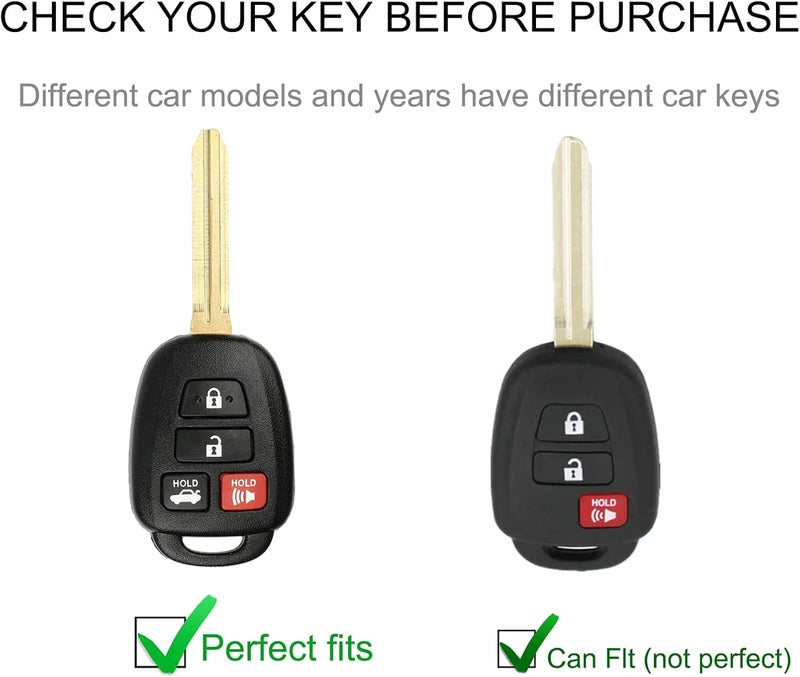 CACARLIKE Toyota Key Fob Cover with Leather Lanyard, Compatible with 2018-2024 Highlander RAV4 Camry Avalon C-HR Corolla GT86 Smart Key Protector Holder - Image 2